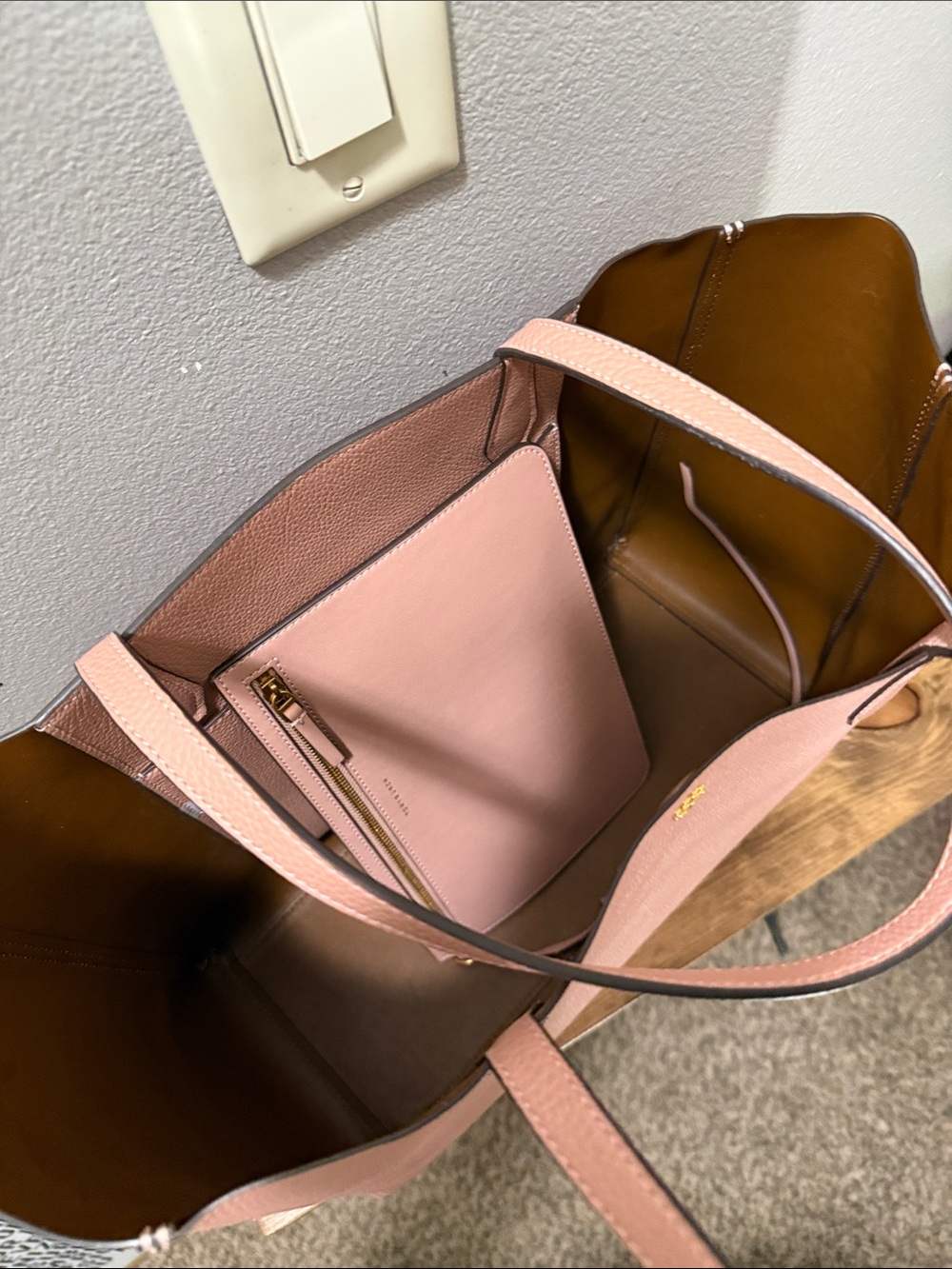 Tory Burch 85984 Blake Tote In Pink Moon Pebble Leather Bag & Zip Pouch - Picture 9 of 9
